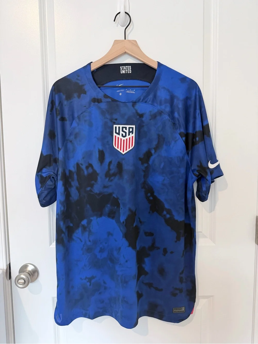 Nike Men’s Blue and Black USA Tie-Dye Soccer Jersey